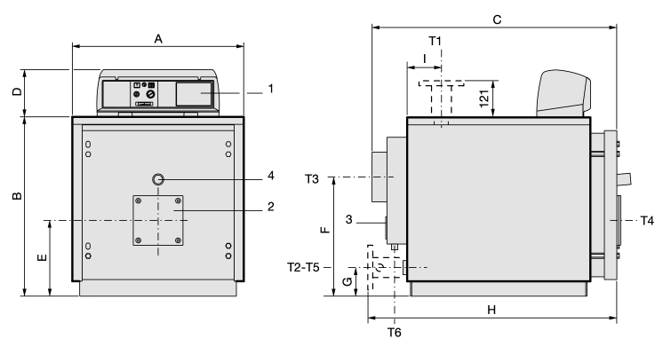 Габаритные размеры и подключения котлов TRISTAR 2S 80... TRISTAR 2S 250
